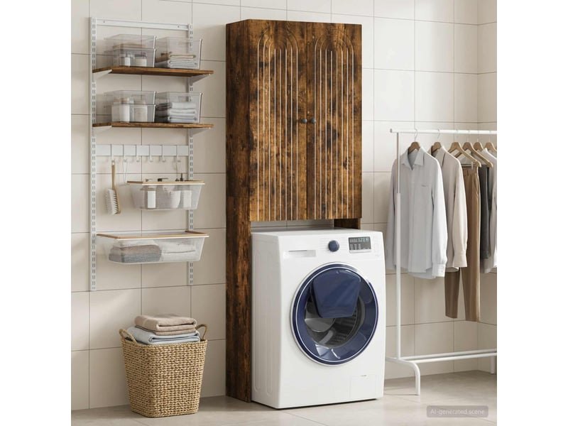  Armoire de toilette alkmaar chêne fumé 66x25.5x190 cm  - Conforama C