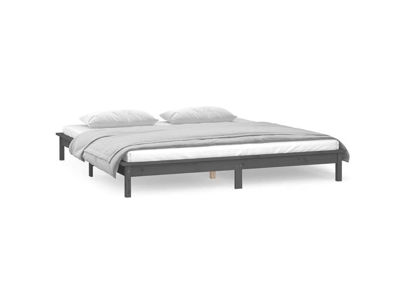  Lit double- lit adulte -  cadre de lit à led sans matelas gris 120x190 cm bois massif  - Conforama C
