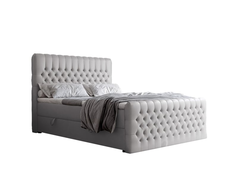  Lit adulte alba plus - 200x200 cm - matelas ressorts + surmatelas - coffre de rangement - éco-cuir résistant gris ALBA PLUS - Conforama A