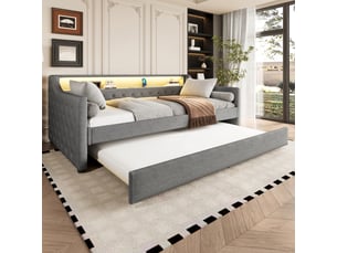 Lit banquette 90x200 cm <strong>SAPGAKS</strong>  <strong></strong> coloris gris