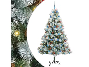 Sapin de noël artificiel, arbre de noël vert et blanc 210 cm shl8757