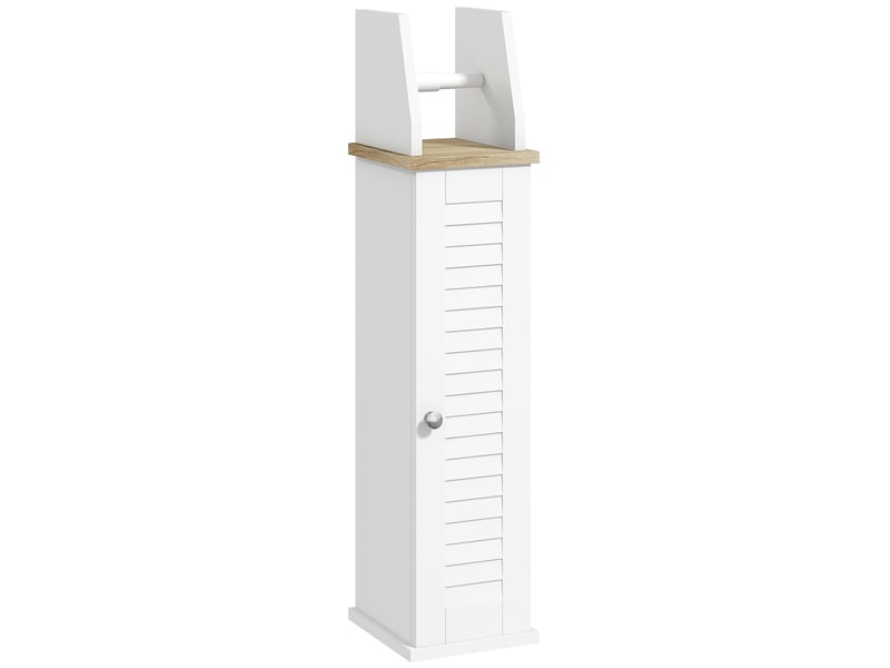  Meuble de salle de bain gain de place avec porte-papier toilette et étagère réglable, 18 x 20 x 80 cm, blanc  - Conforama A