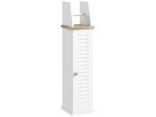 Meuble de salle de bain gain de place avec porte-papier toilette et étagère réglable, 18 x 20 x 80 cm, blanc