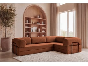 Canapé d'angle réversible convertible CASANOVA  4 places Velours côtelé Terracotta