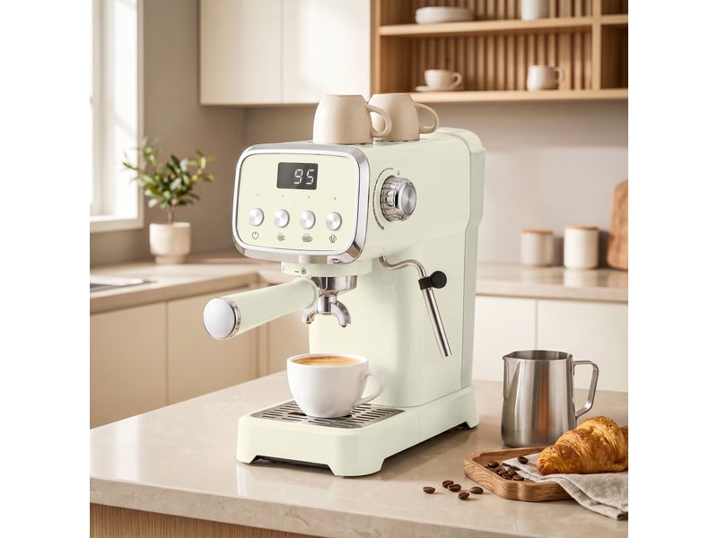  Machine à expresso vintage 1350w 20 bars réservoir 1,2l buse vapeur mousse lait  - Conforama E