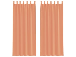Lot de 2 rideaux en voile, voilages avec boucles terre cuite 140x260 cm cf44330