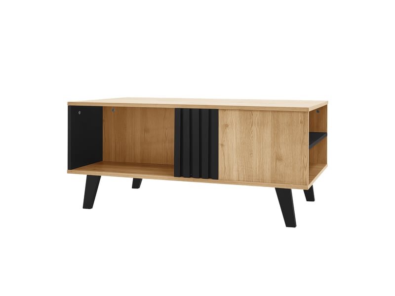  Table basse 100 x 60 x 45 cm au design alliant bois coloré et noir, avec tiroirs, rangement polyvalent et style unique. [ancienne référence : wf313223saa]  - Conforama D