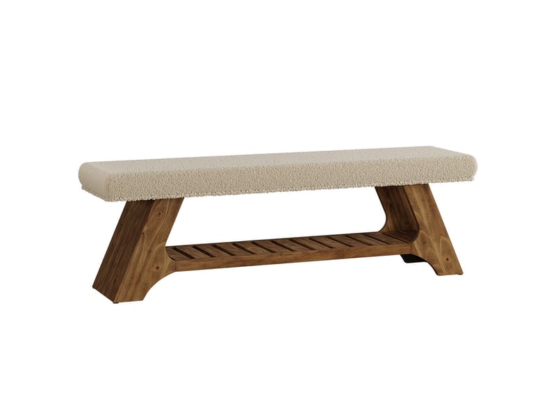  Banc à chaussures rembourré en bois massif avec coussin, 140 cm, pour entrée  - Conforama A