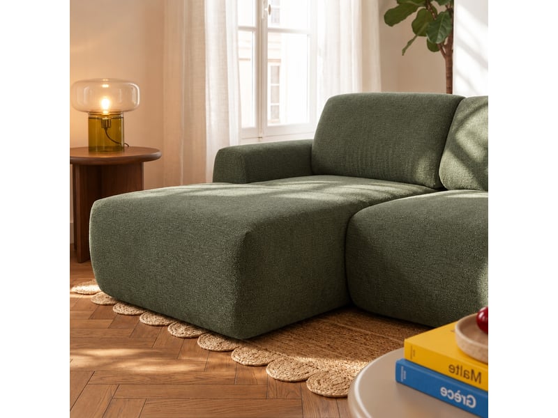  Canapé d'angle gauche compressé westa 4 places tissu chenille vert  - Conforama E