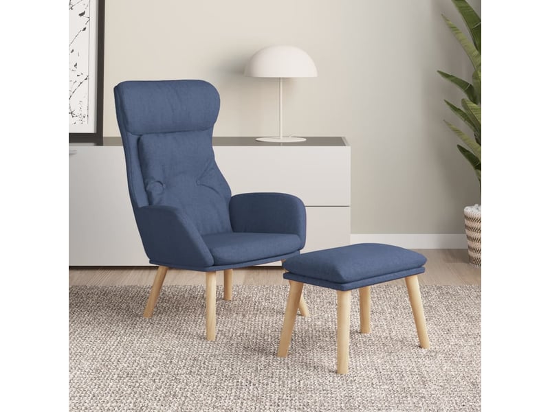  Vidaxl chaise de relaxation avec repose-pied bleu tissu  - Conforama B