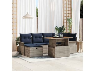 Vidaxl ensemble de canapé de jardin 7 pcs gris polyrotin