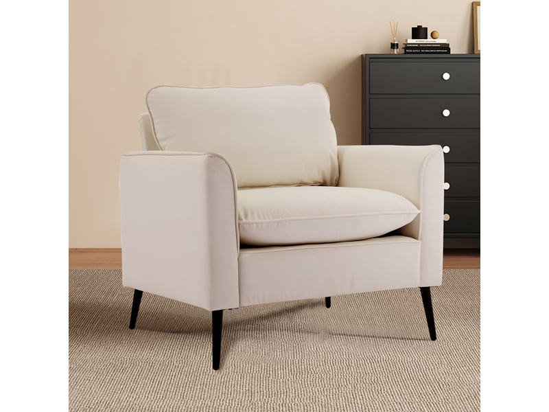  Fauteuil 1 place en similicuir blanc 80x68x80 cm style nordique rétro  - Conforama E