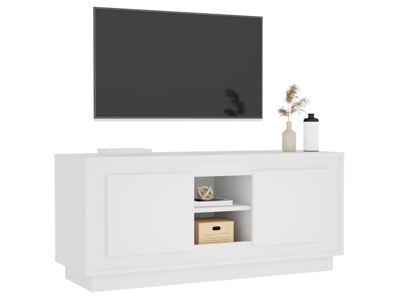  Meuble tv - banc tv - meuble de rangement blanc 102x35x45 cm bois d'ingénierie  - Conforama D