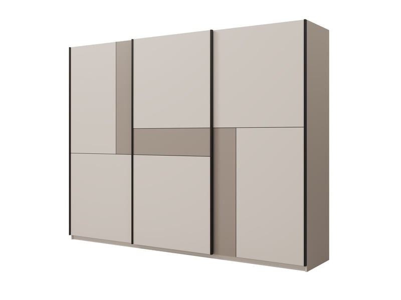  Armoire vertis 3 portes coulissantes cachemire et beige 270 cm design graphique  - Conforama A