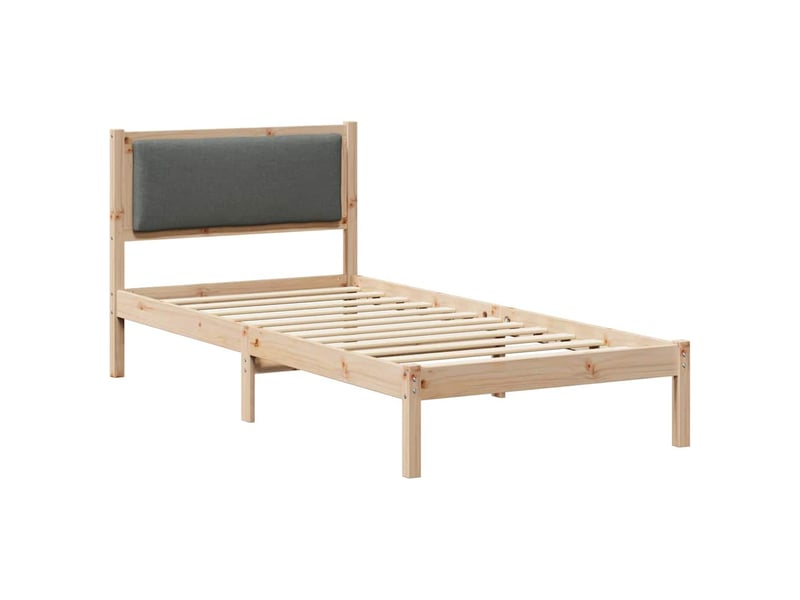  Lit simple- lit adulte -  cadre de lit avec tête de lit gris foncé 90 x 190 cm pin massif  - Conforama A