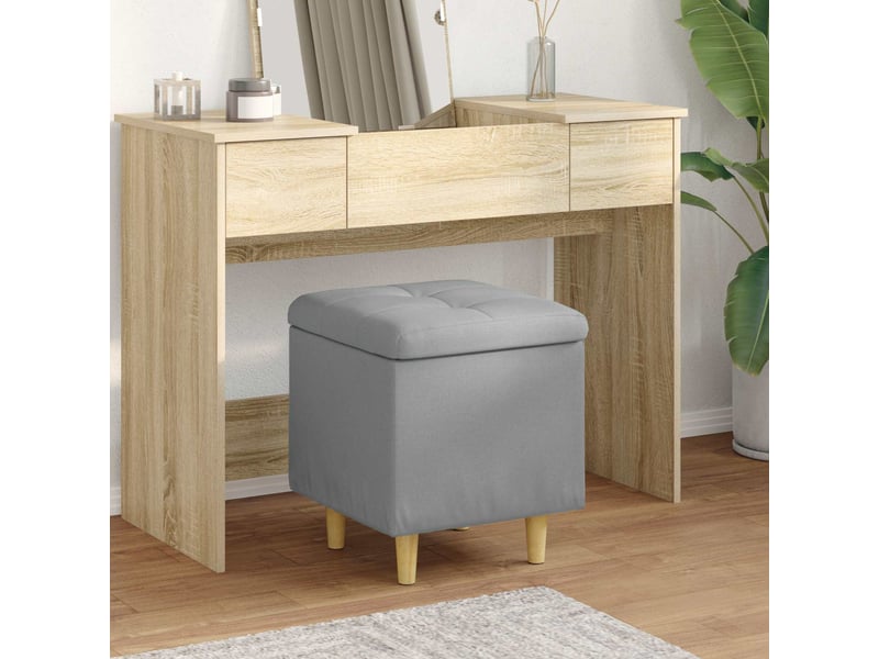  Ottoman, repose pied salon avec rangement gris clair 40x40x45 cm tissu  - Conforama B