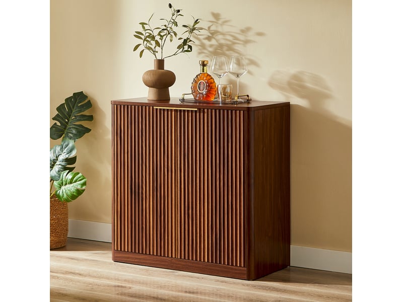 Buffet 80x40x80 cm, style moderne, avec espace de rangement réglable, meuble tv bas, armoire salon, aggloméré, marron - Conforama B