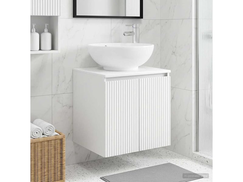  Vanité de lavabo mural, meuble de rangement blanc 49.5x44.5x65 cm shl3265  - Conforama B