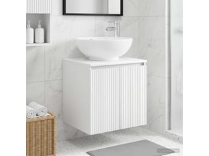 Vanité de lavabo mural, meuble de rangement blanc 49.5x44.5x65 cm shl3265