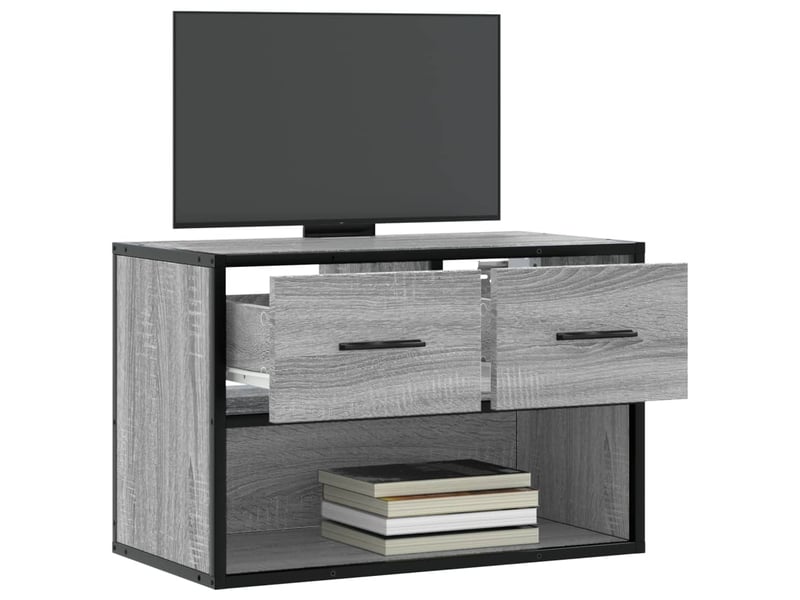  Meuble tv - banc tv - meuble de rangement sonoma gris 60x31x39,5 cm bois d'ingénierie et métal  - Conforama C