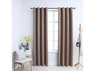 Lot de 2 rideaux occultants, rideaux black-out avec anneaux en métal taupe 140x175 cm cf44850