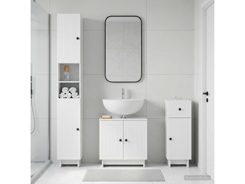 Ensemble de meuble de salle de bain 3 pièces ede blanc brillant cf63403 - Conforama B