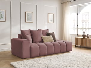 Canapé droit fixe BOBOCHIC MONT-BLANC 4 places Tissu rose