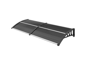 Store extérieur de protection solaire et imperméable 196 x 75 x 23 cm avec revêtement en polycarbonate pour portes et fenêtres, noir