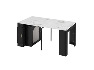 Îlot de cuisine sur roulettes table extensible 83 x 39.6-149.6 cm led multiprise usb noir