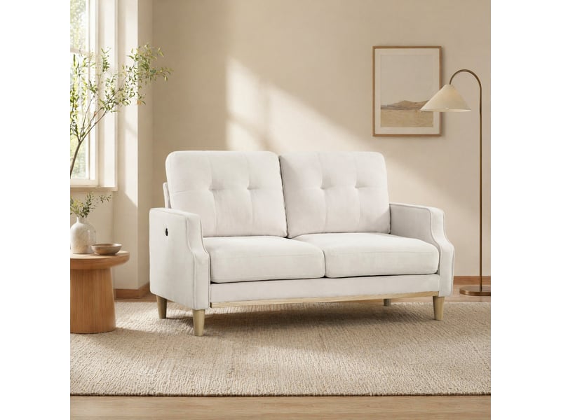  Canapé 2 places 135x72x85 cm port usb bois beige  - Conforama B