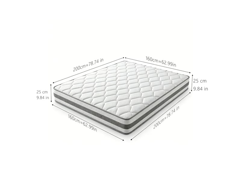  Matelas à ressorts ensachés 7 zones très ferme avec deux couches de mousse en polyester blanc 160 × 200 × 25 cm  - Conforama D