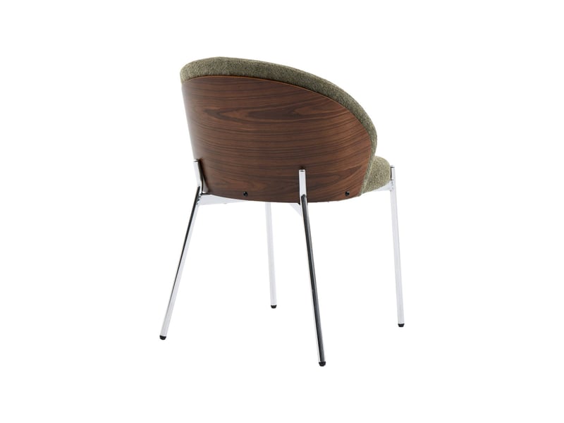  Lot de 2 chaises bois de peuplier teinté noyer. Acier chromé et tissu texturé kaki - paul  - Conforama C
