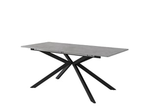 Table à manger extensible automatique 150180 x 70 cm, mdf et métal noir gris