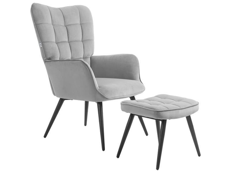  Fauteuil inclinable avec repose-pieds, fauteuil avec repose-pieds, ensemble 2 pièces, gris  - Conforama B