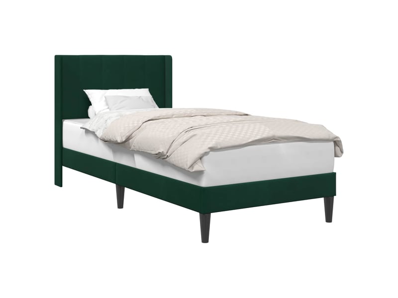  Lit simple- lit adulte -  cadre de lit avec tête de lit vert foncé 80 x 200 cm velours  - Conforama A
