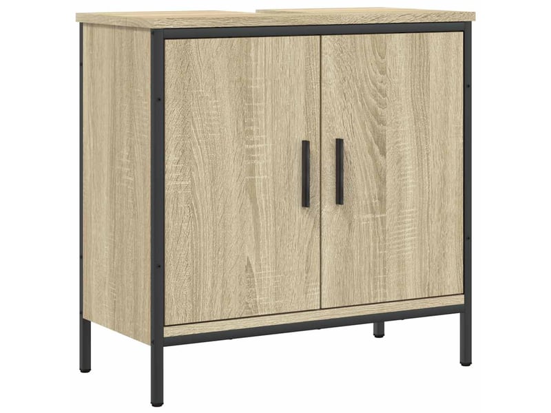  Armoire lavabo salle de bain, meuble de rangement chêne sonoma 60x30x60 cm  - Conforama A