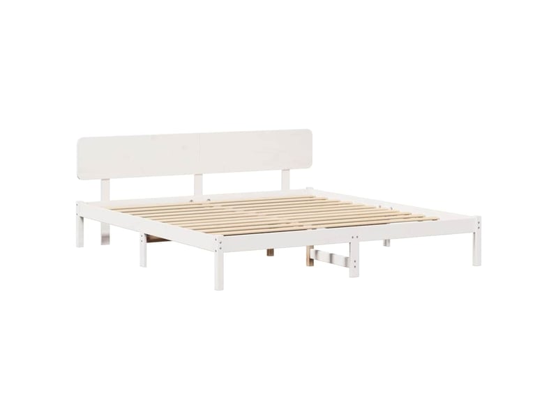  Lit double- lit adulte -  cadre de lit avec tête de lit blanc 180 x 200 cm pin massif  - Conforama C