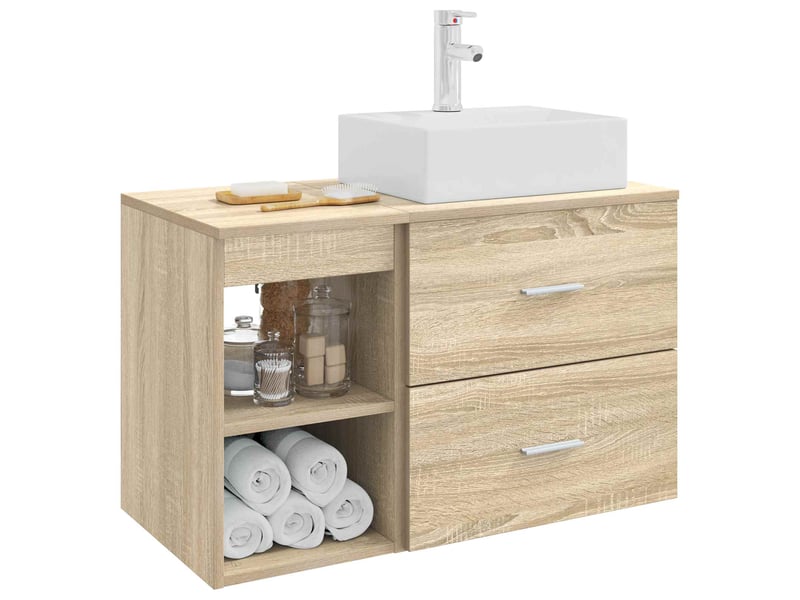  Ensemble de mobilier de salle de bain 2 pcs chêne sonoma shl8637  - Conforama C