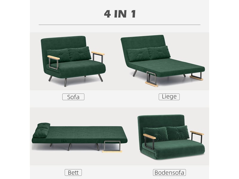  Canapé convertible aspect velours vert 102 x 73 x 81 cm  - Conforama D