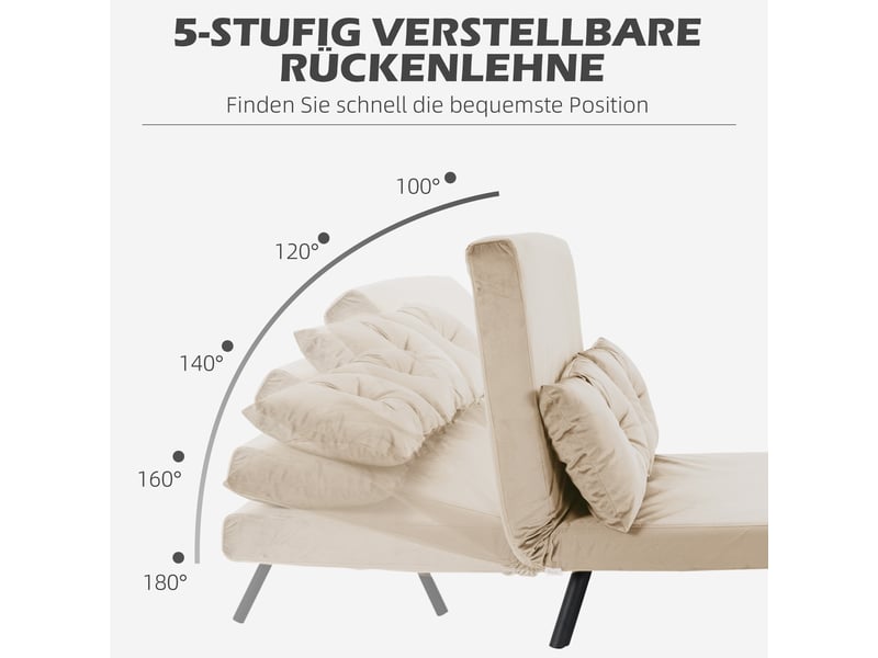 Canapé convertible, canapé-lit — 102 x 73 x 81 cm, dossier réglable, beige - Conforama E
