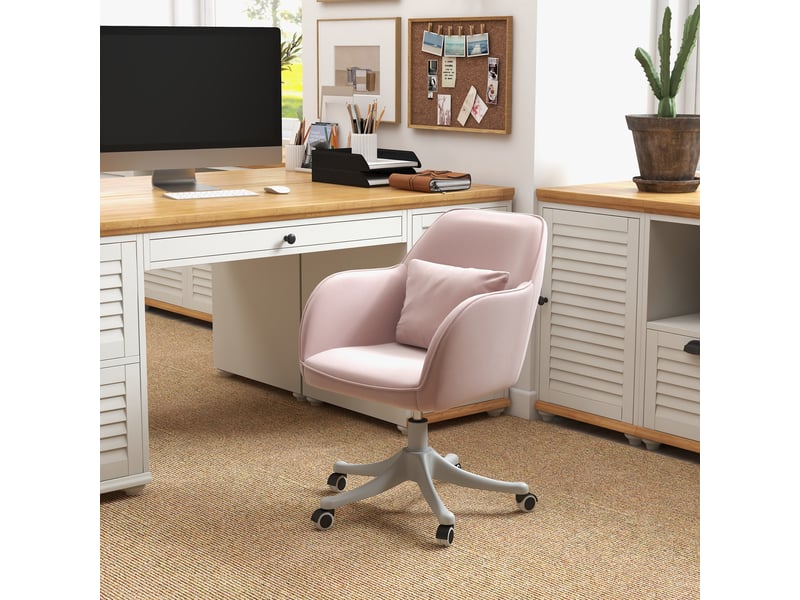  Chaise de bureau,57x70x86 cm,avec massage vibrant,velours,rose  - Conforama B