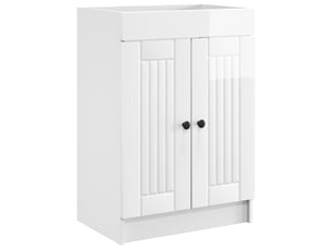 Armoire sous évier de salle de bain, meuble de rangement blanc brillant shl5263