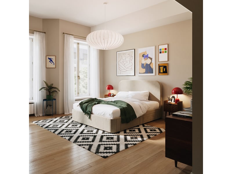  Lit 4 tiroirs 2p beige nova 160x200 cm  slome  - Conforama E