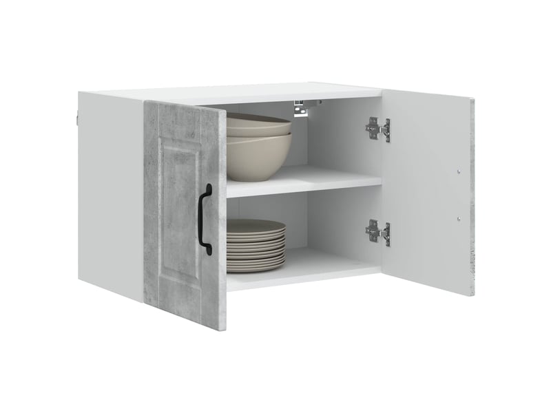 Meuble mural de cuisine | armoire de cuisine 2 pcs gris béton bois d'ingénierie shl1517 - Conforama C