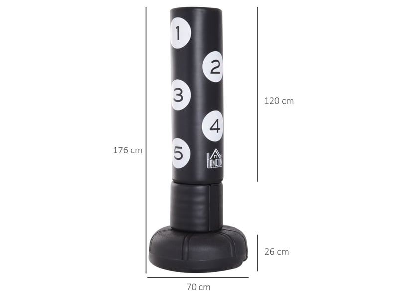 Sac de frappe sur pied 70 x 70 x 176 cm noir en hdpe, base à remplir pour boxe et coups de pied - Conforama C