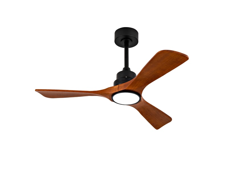  Ventilateur de plafond 42 pouces avec led, 6 vitesses, télécommande et interrupteur mural, bois noyer noir  - Conforama D