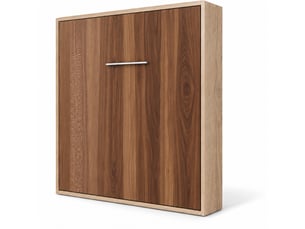 Lit escamotable vertical kola – seulement 34,5cm de profondeur, le confort d’un vrai lit-140x200-cadre chêne clair-façade noyer