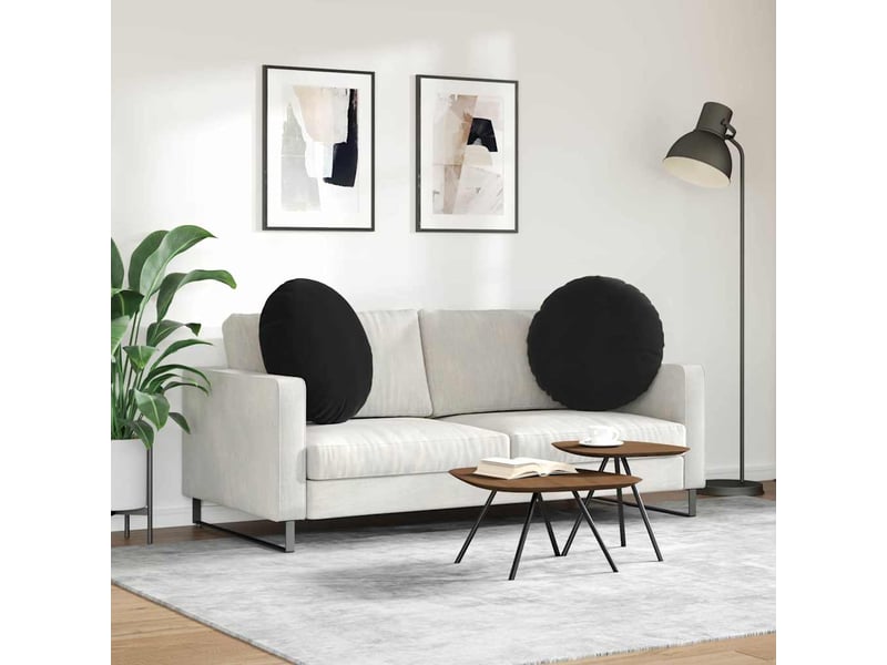  Lot de 2 coussins de siège, coussins décoratifs velours noir ø60 x 21 cm cf59910  - Conforama D
