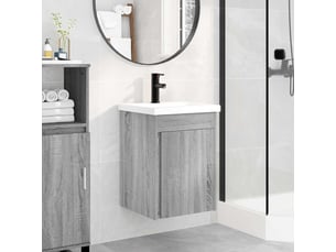 Meuble de rangement salle de bain avec robinet sonoma gris shl4326