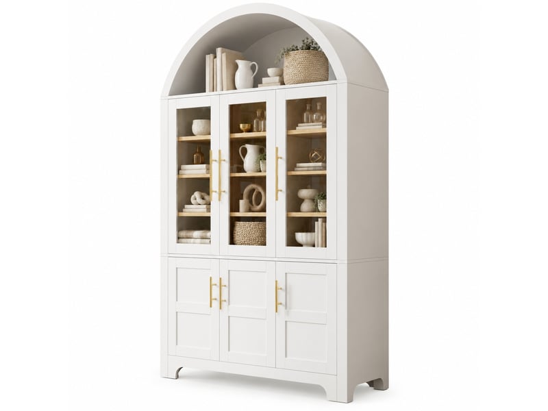 Buffet vitrine,110x40x185 cm,avec rangement,mdf et panneaux de particules,blanc - Conforama A